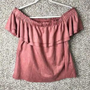 Young Fabulous and Broke Top Women’s Medium Pink Suede Off-The-Shoulder